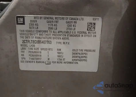 2011 GMC Terrain Sle-2 from USA, damaged, VIN 2CTFLTEC8B6407763